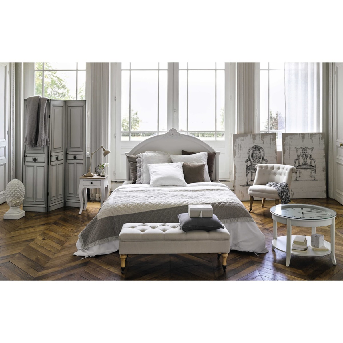 White Acacia and Mango Bedside Table with Drawer Versailles – image 7
