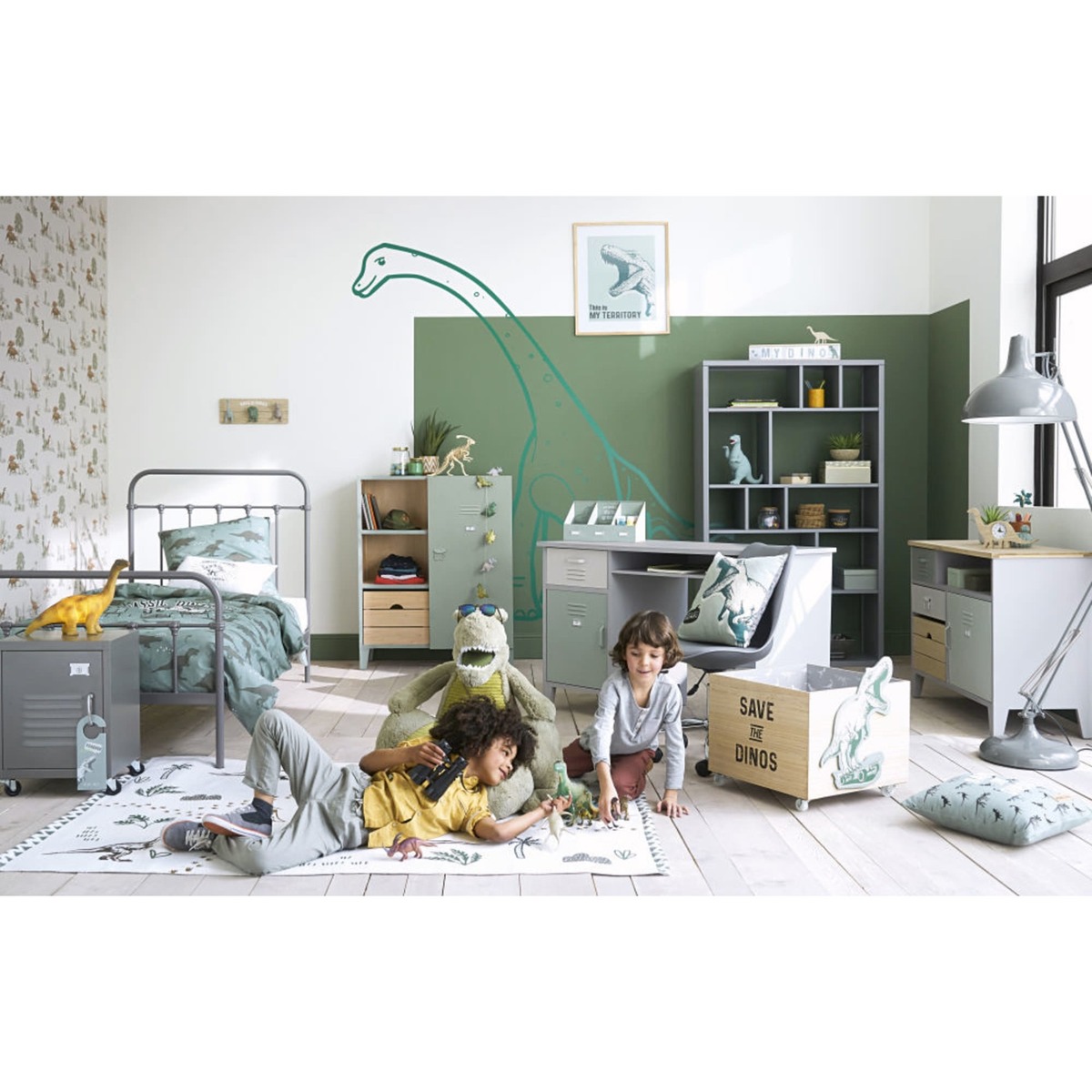Grey Metal Bedside Table on Castors Loft – image 3