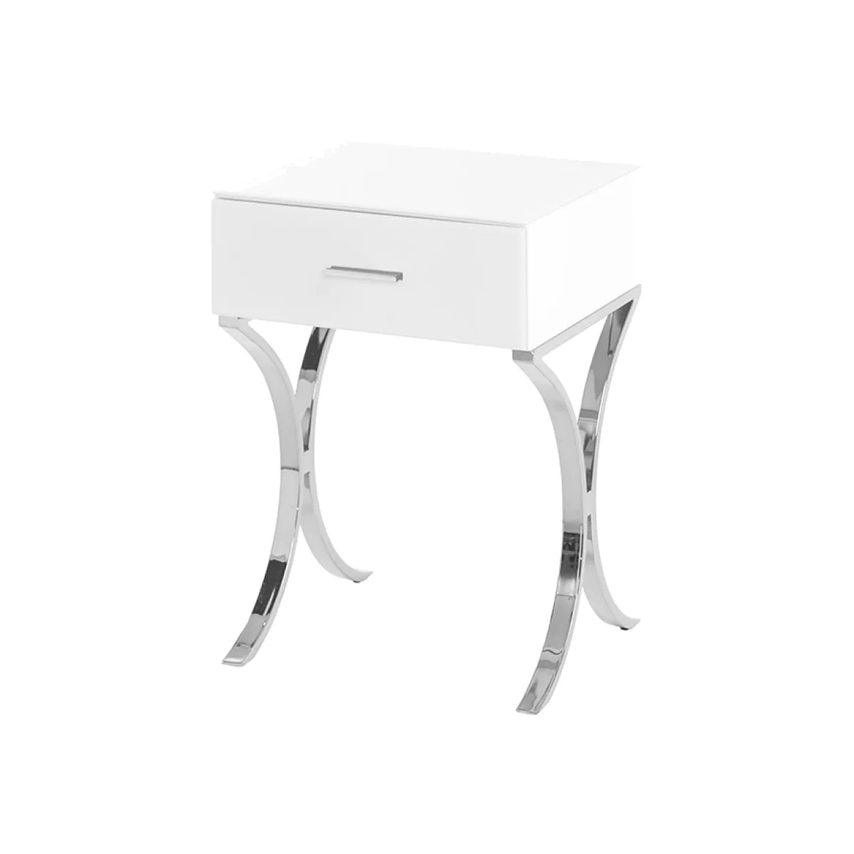 Aurelia White Glass Bedside Table