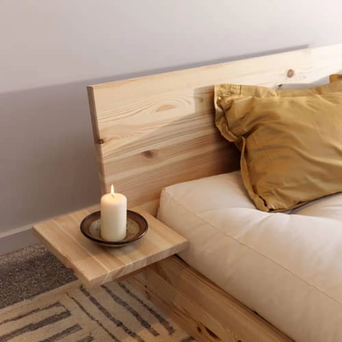 Latch Double bed natural wood / For Mattress 180 x 200 cm - Headboard with bedside tables - KARUP – image 5