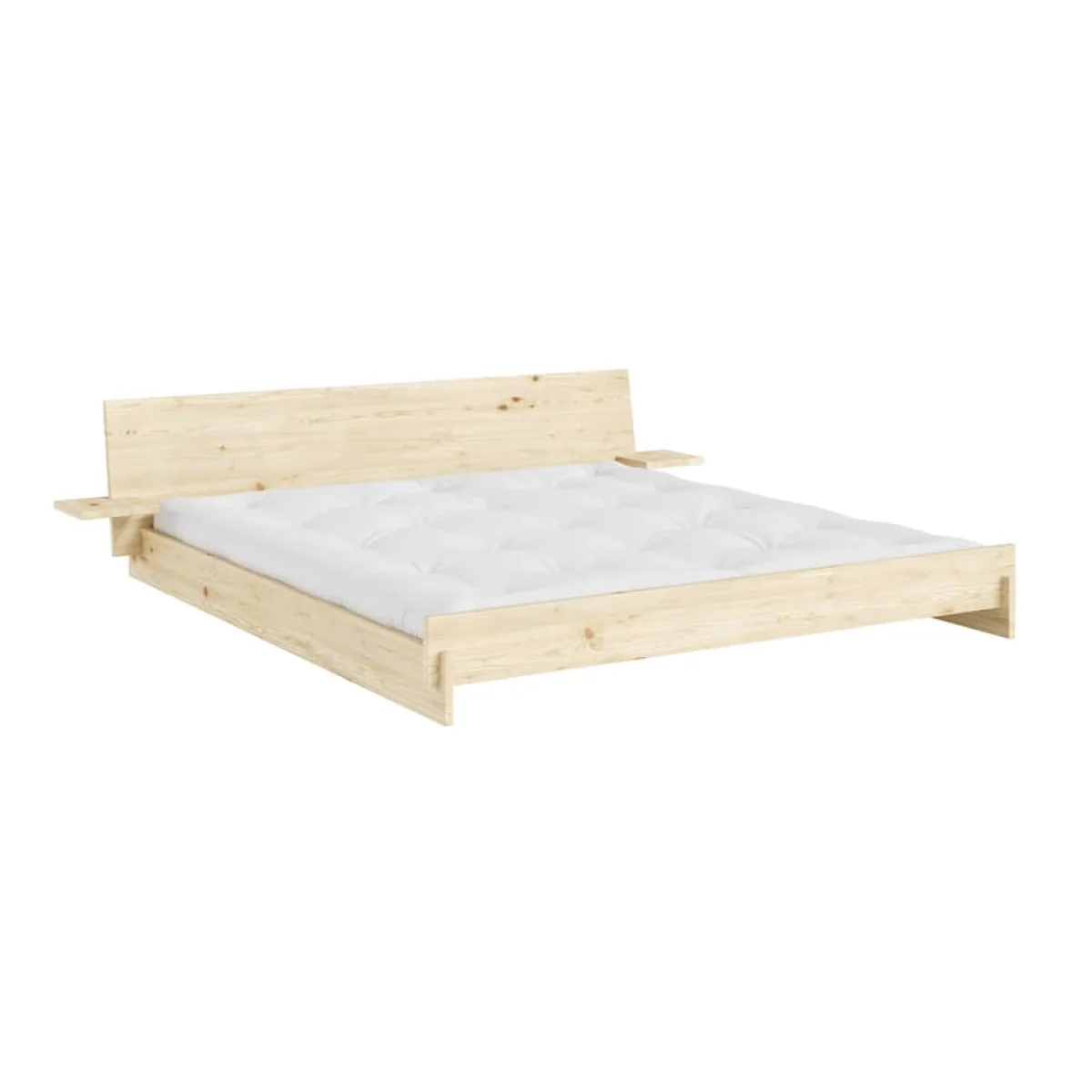 Latch Double bed natural wood / For Mattress 180 x 200 cm - Headboard with bedside tables - KARUP – image 1