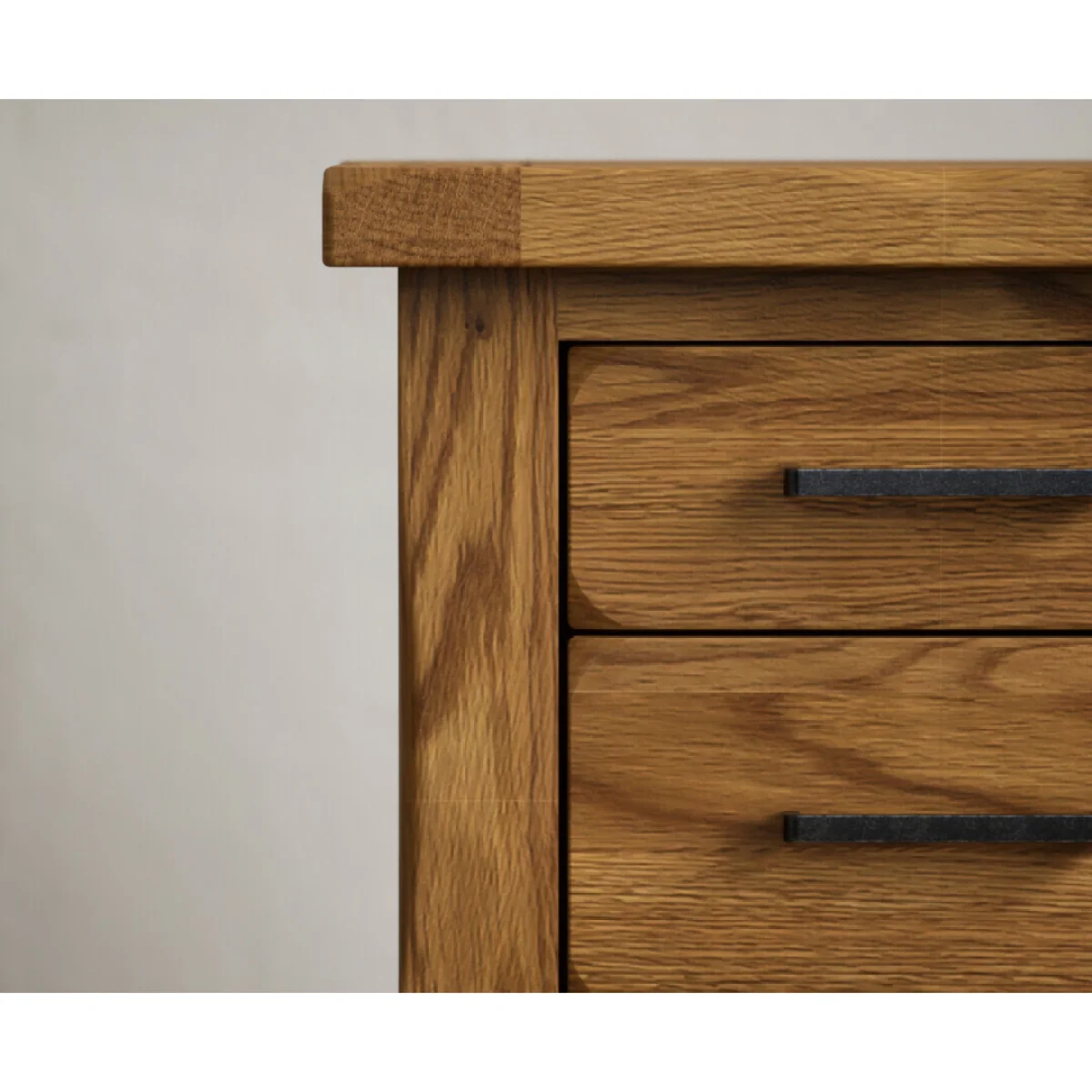 Harrogate Rustic Solid Oak 3 Drawer Bedside Table – image 7