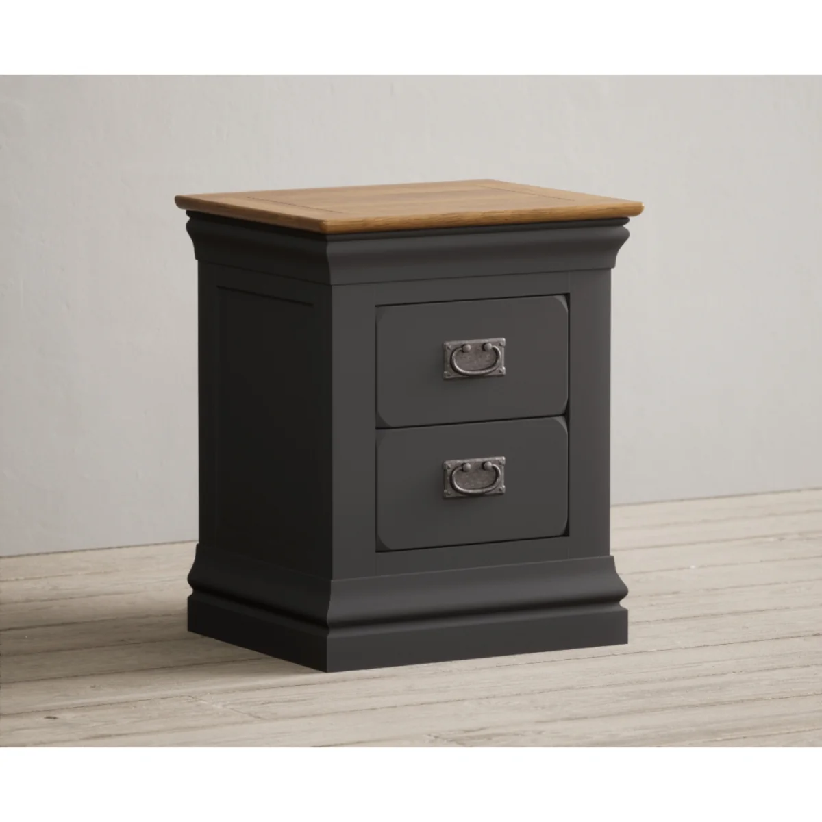 Charwood Oak and Charcoal Painted 2 Drawer Bedside Table – image 3