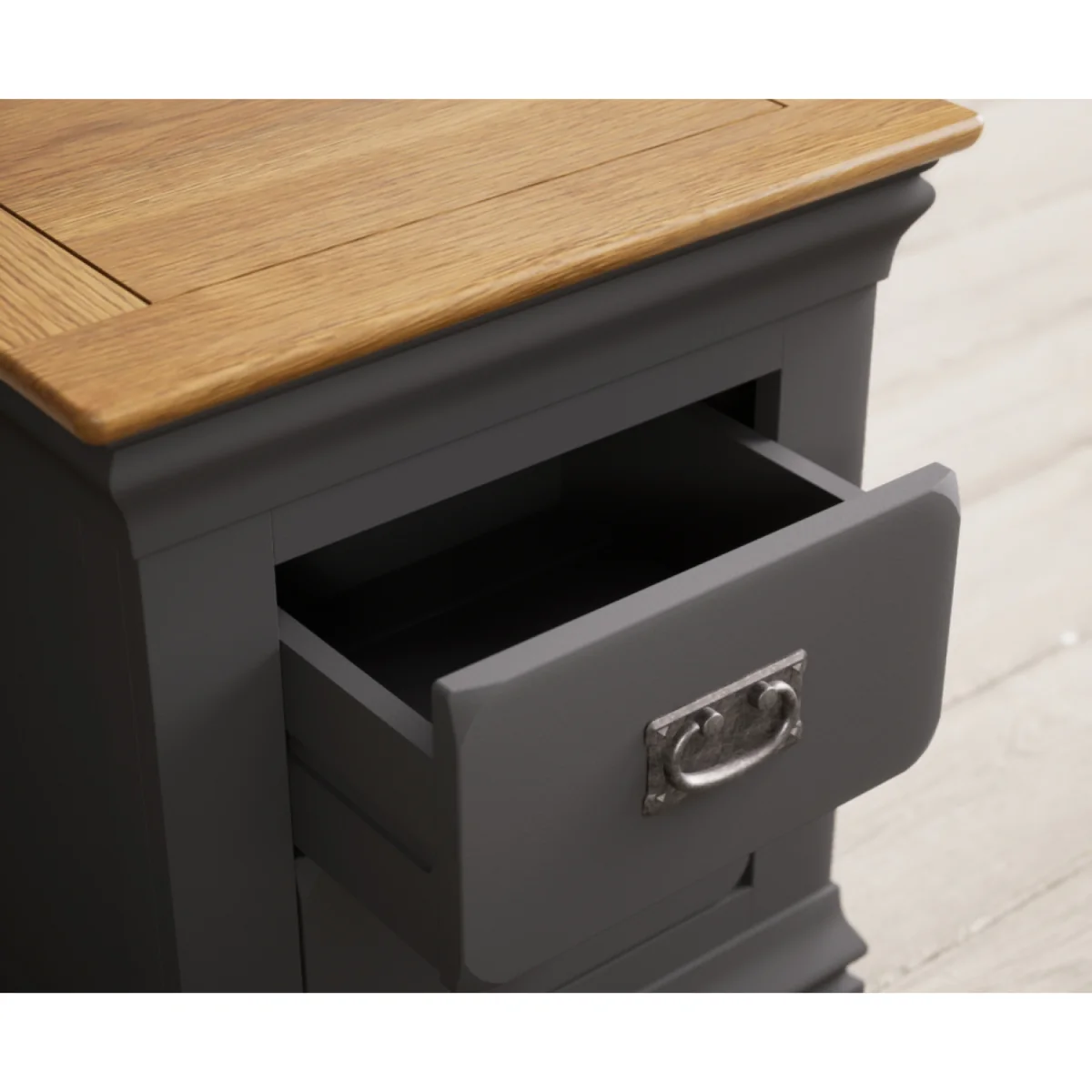 Charwood Oak and Charcoal Painted 2 Drawer Bedside Table – image 4