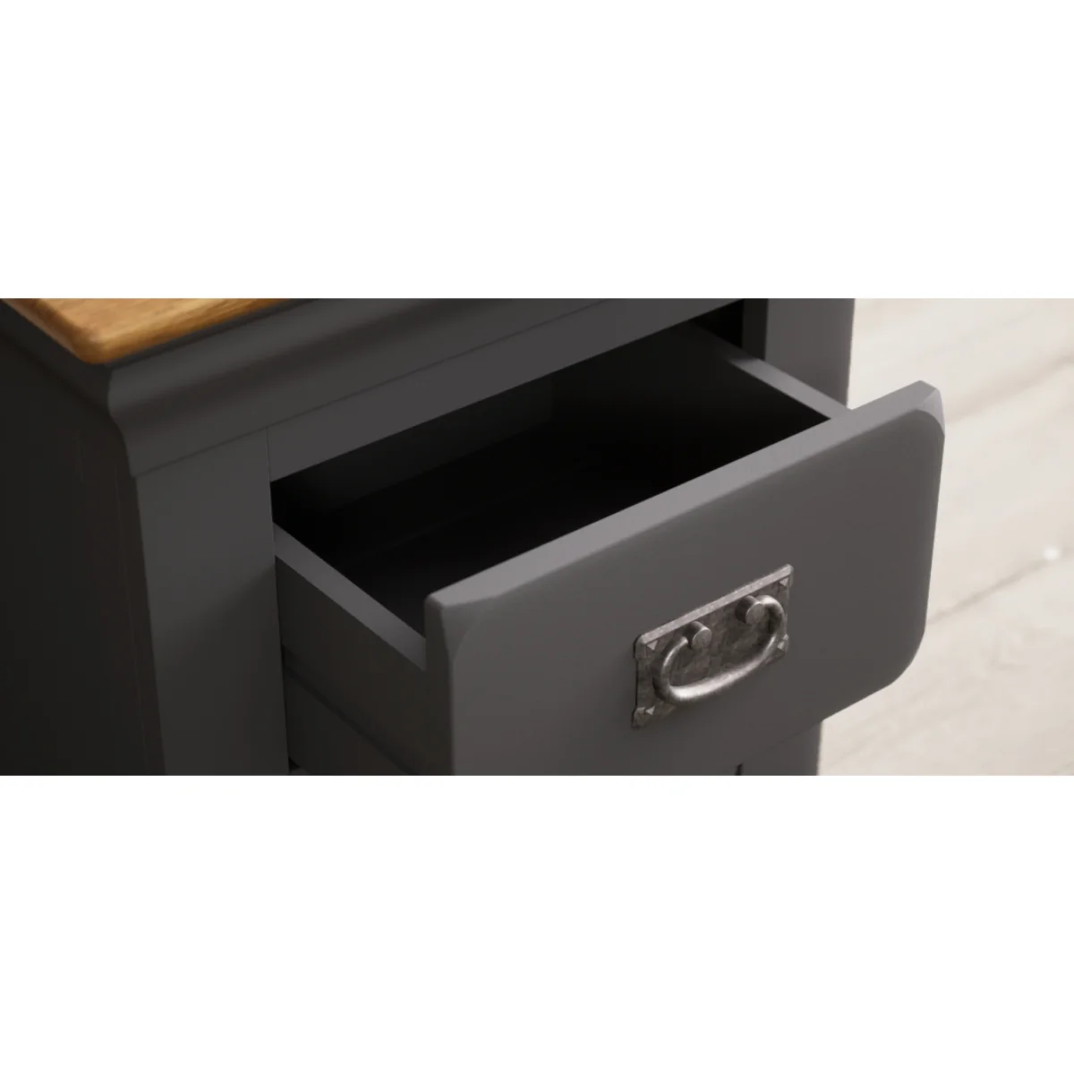 Charwood Oak and Charcoal Painted 2 Drawer Bedside Table – image 9