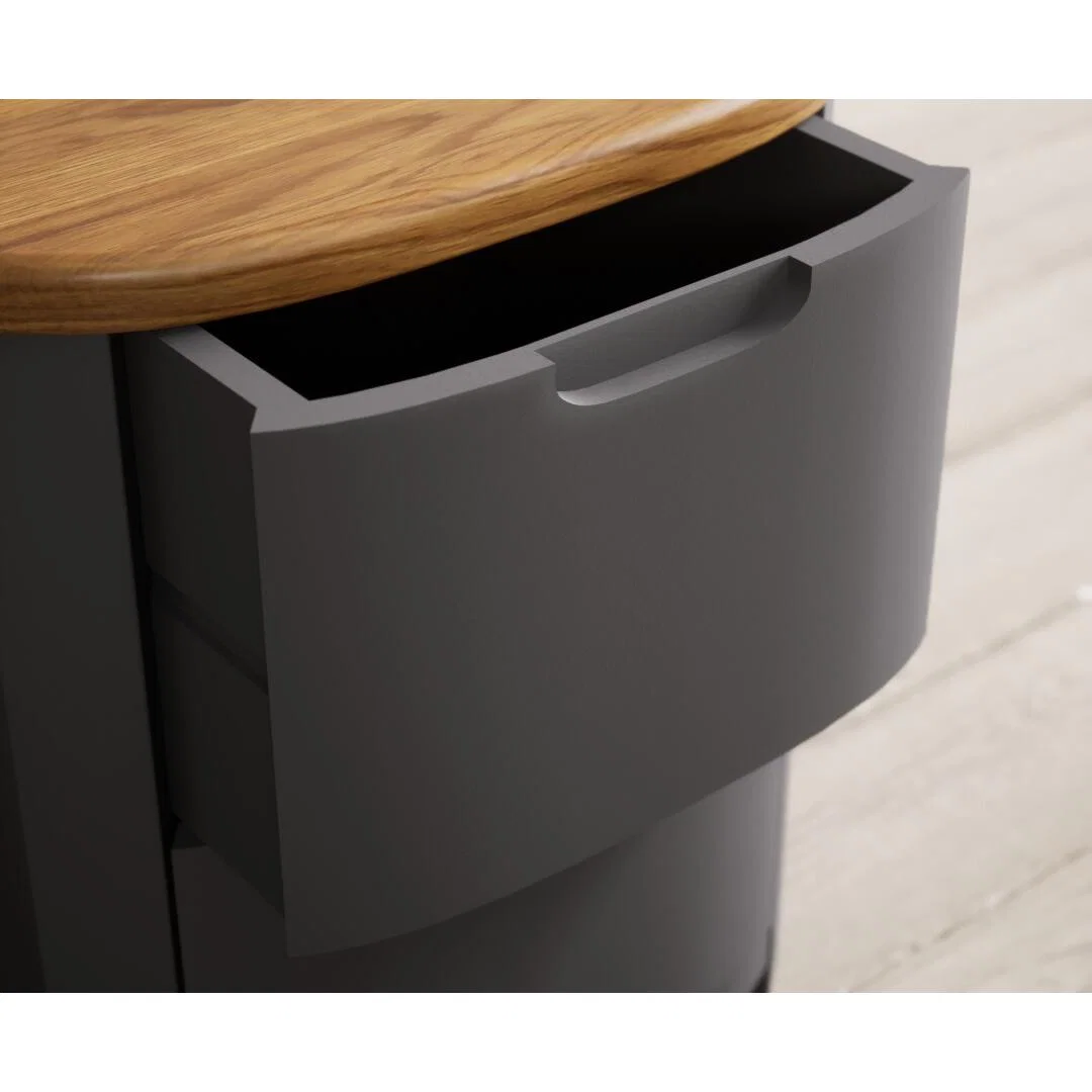 Bradwell Oak and Charcoal Grey Painted 2 Drawer Bedside Chest – image 4