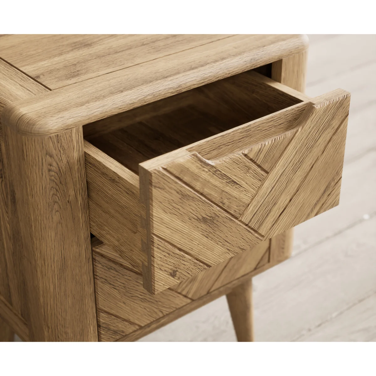 Parven Solid Oak 2 Drawer Bedside Chest – image 6