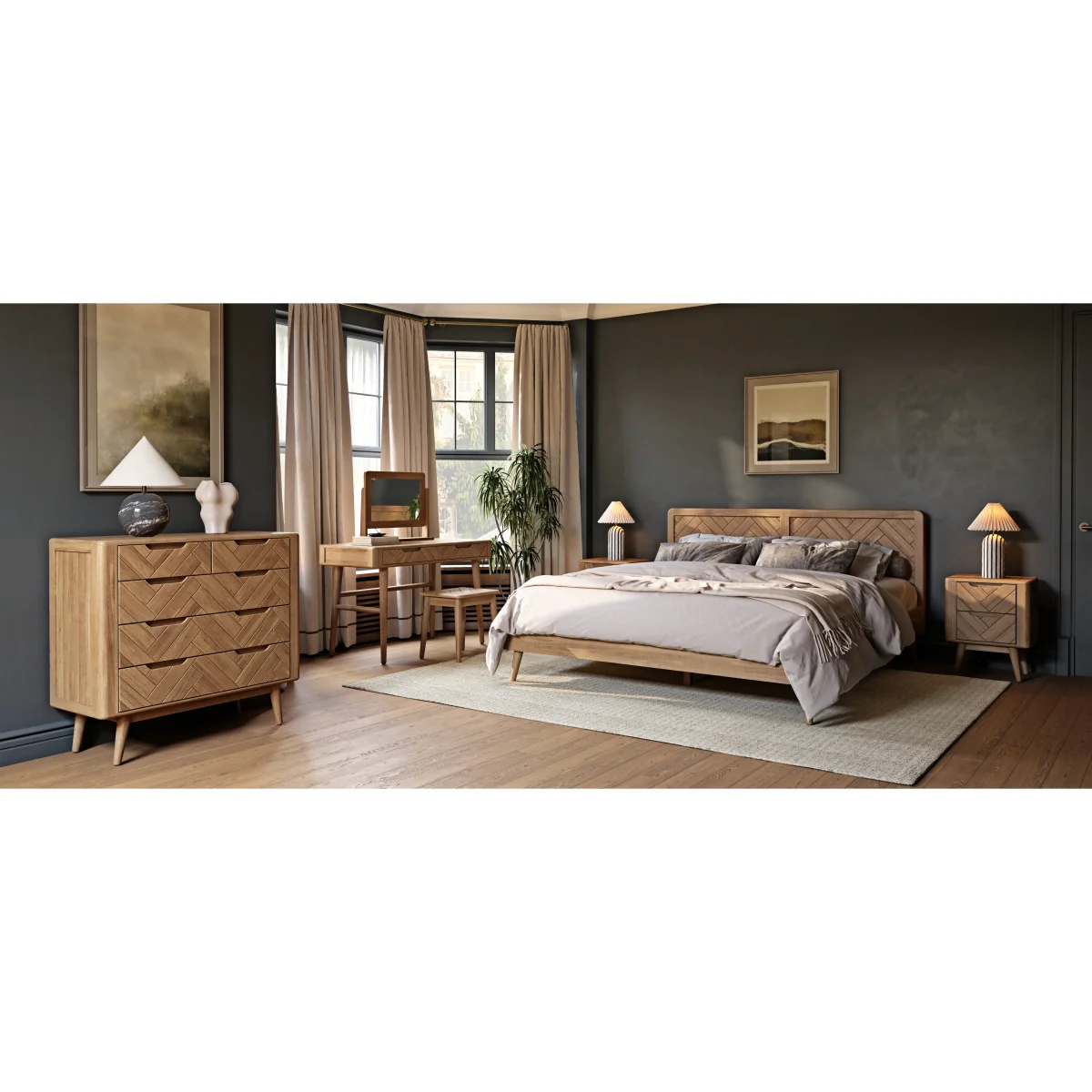 Parven Solid Oak 2 Drawer Bedside Chest – image 7