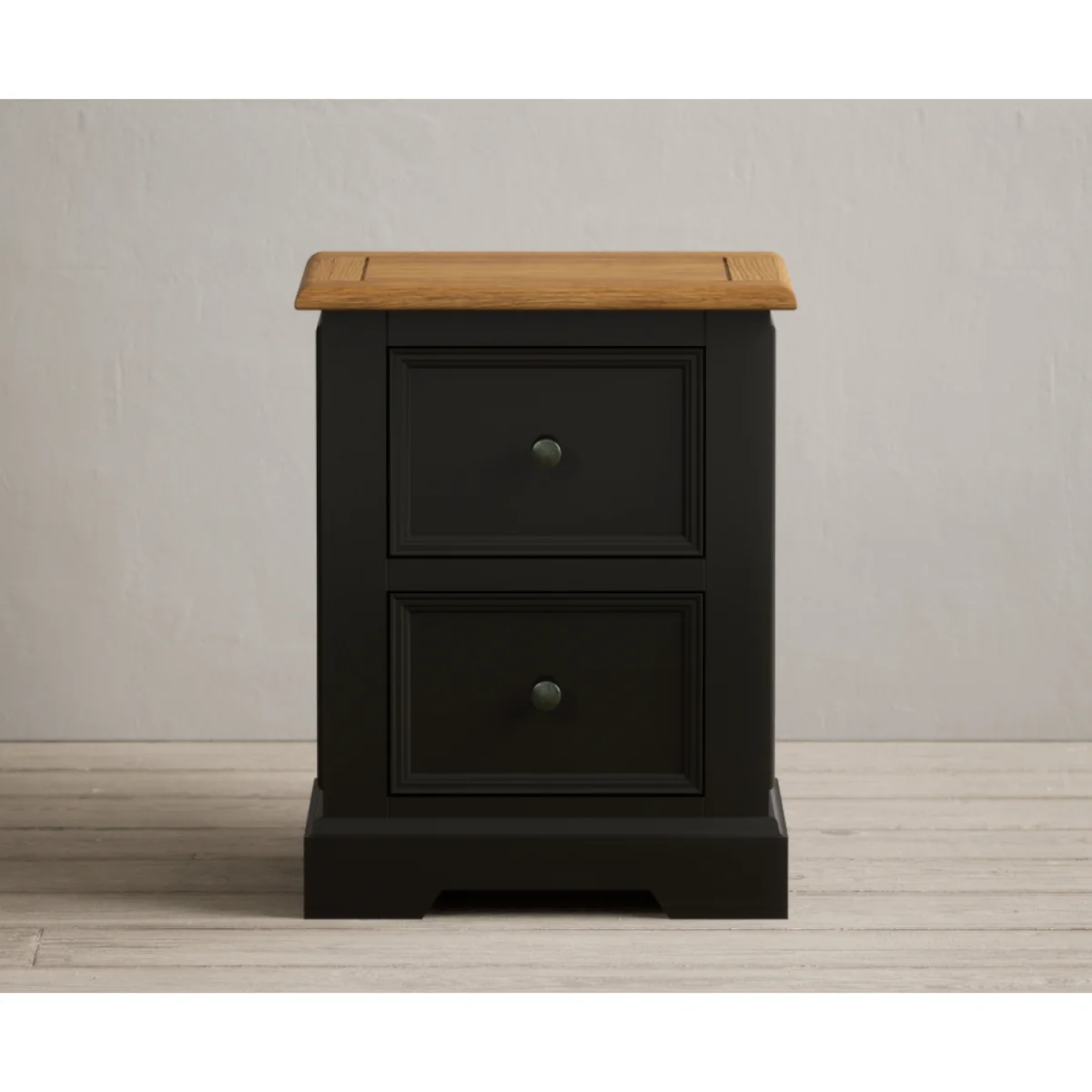 Charlton Oak and Black Painted 2 Drawer Bedside Table – image 4