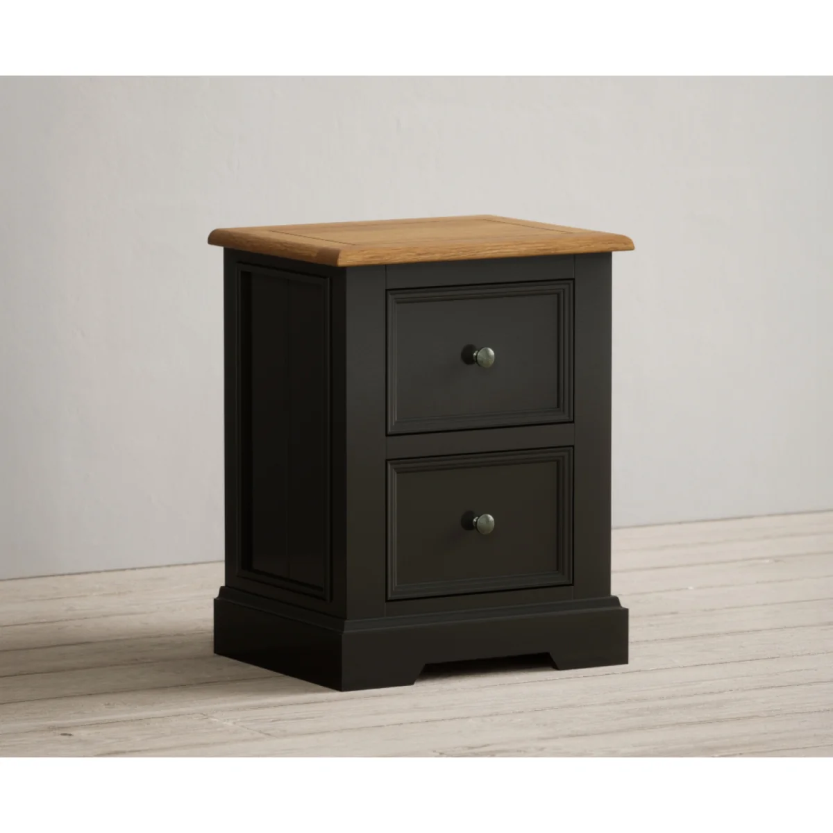 Charlton Oak and Black Painted 2 Drawer Bedside Table – image 5
