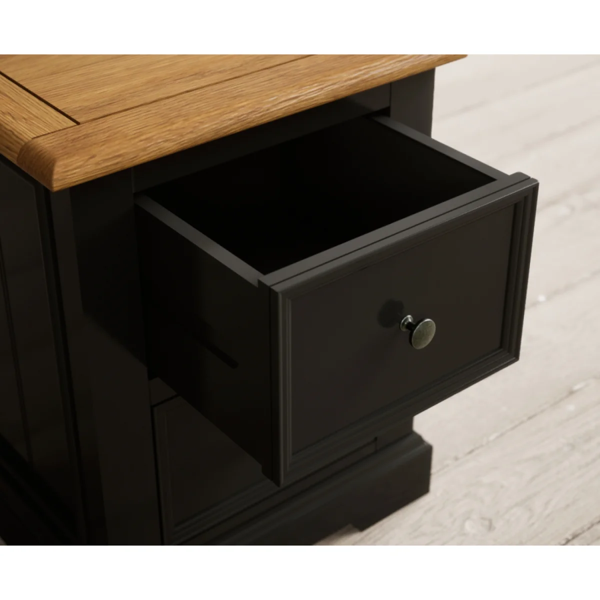 Charlton Oak and Black Painted 2 Drawer Bedside Table – image 6