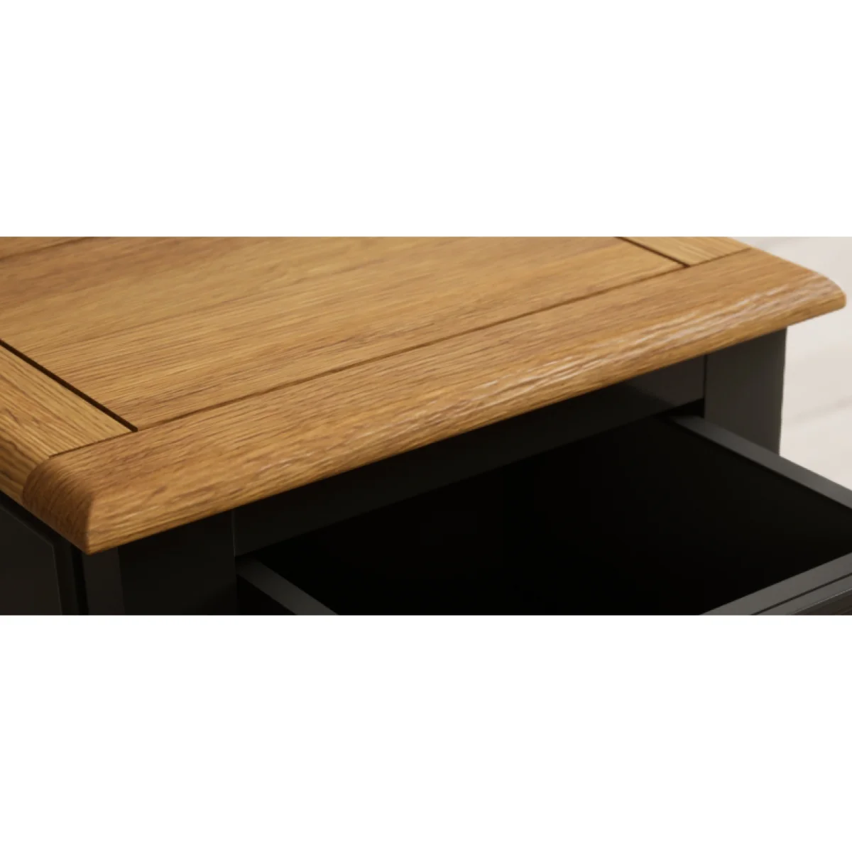 Charlton Oak and Black Painted 2 Drawer Bedside Table – image 10