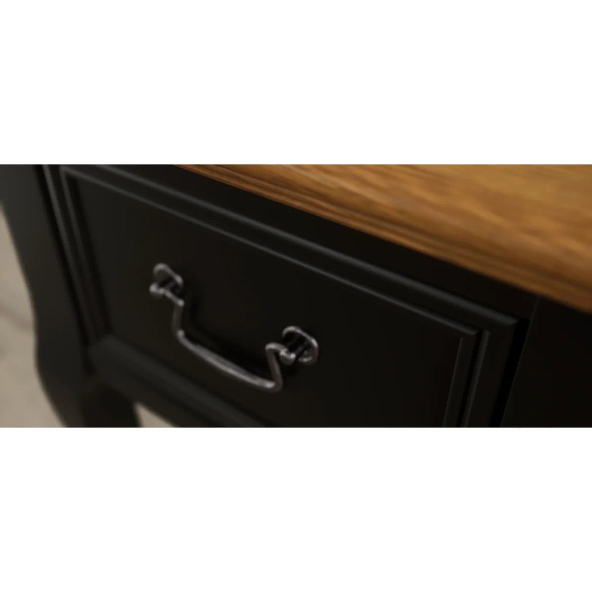 Chateau Noir Oak and Black Painted 1 Drawer Bedside Table – image 11