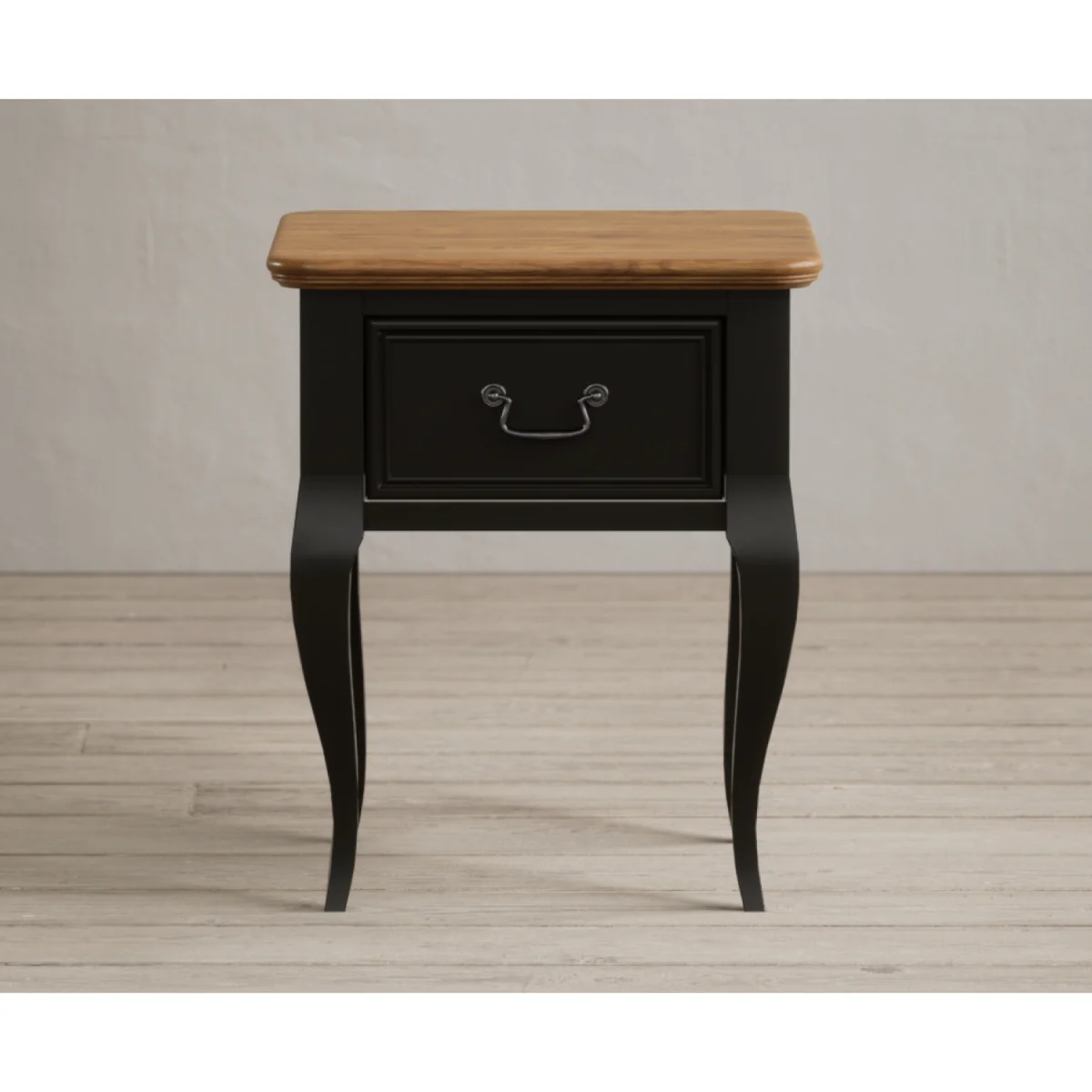 Chateau Noir Oak and Black Painted 1 Drawer Bedside Table – image 5