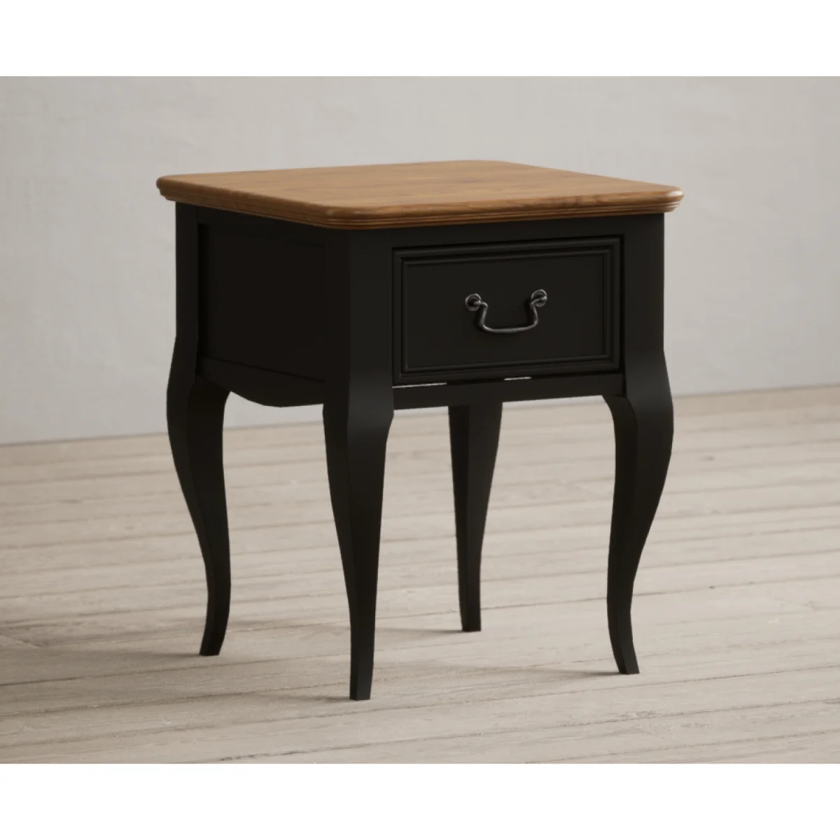 Chateau Noir Oak and Black Painted 1 Drawer Bedside Table – image 6