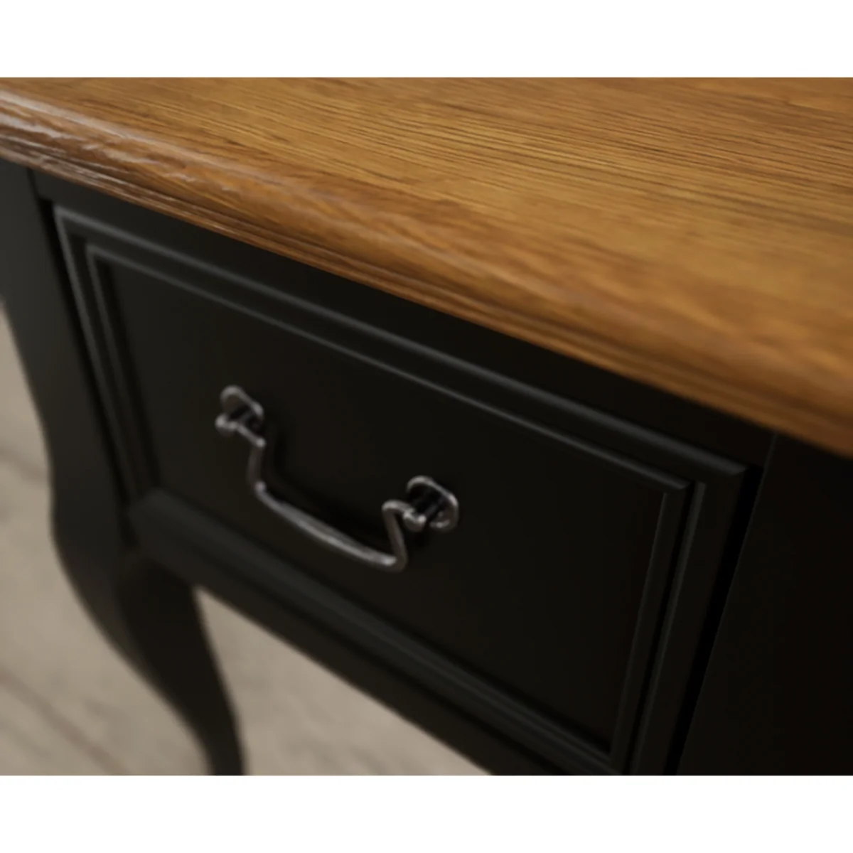 Chateau Noir Oak and Black Painted 1 Drawer Bedside Table – image 7