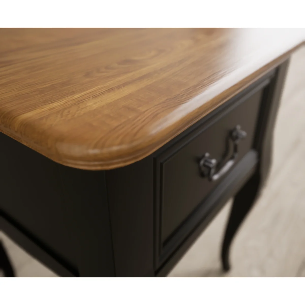 Chateau Noir Oak and Black Painted 1 Drawer Bedside Table – image 8