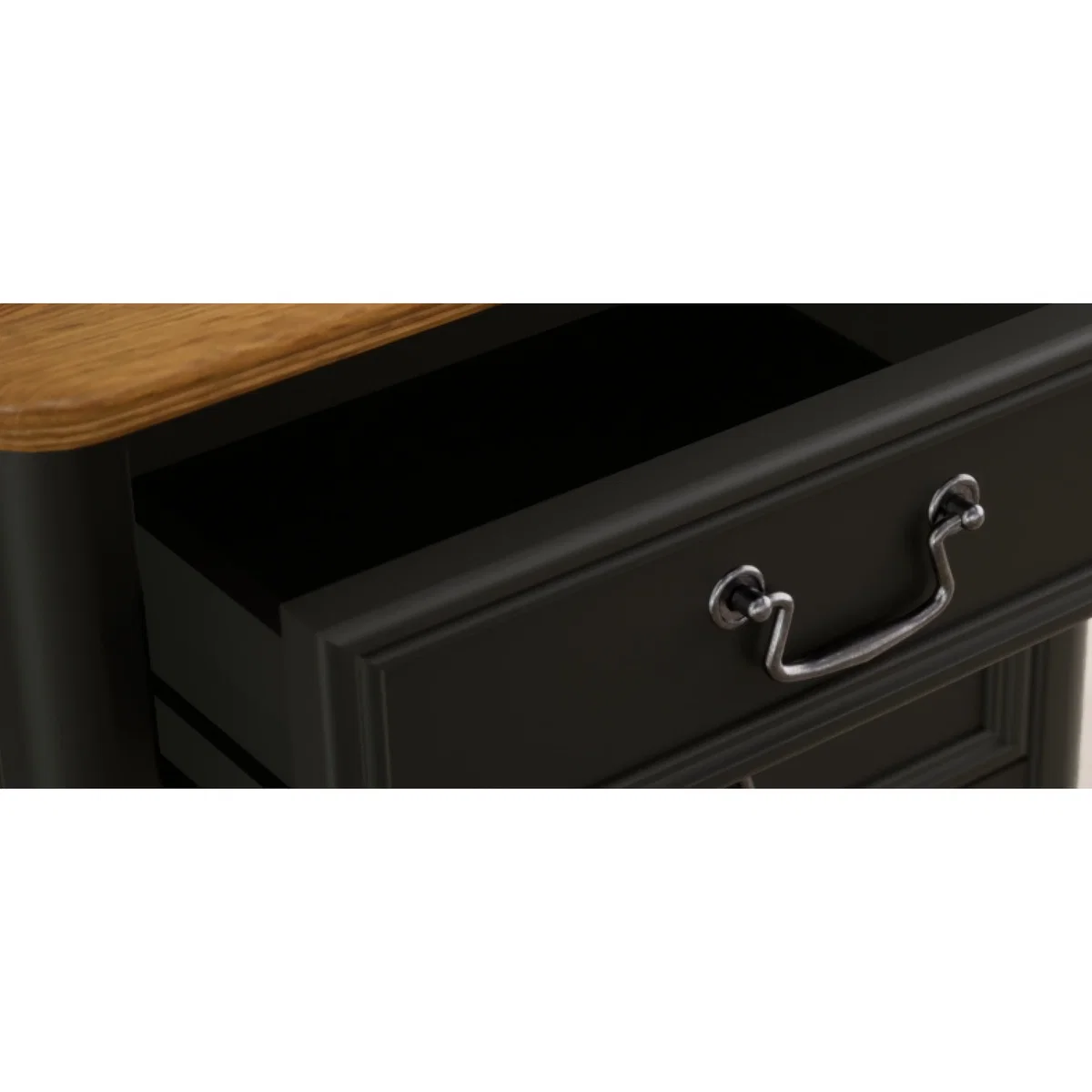 Chateau Noir Oak and Black Painted 2 Drawer Bedside Table – image 11