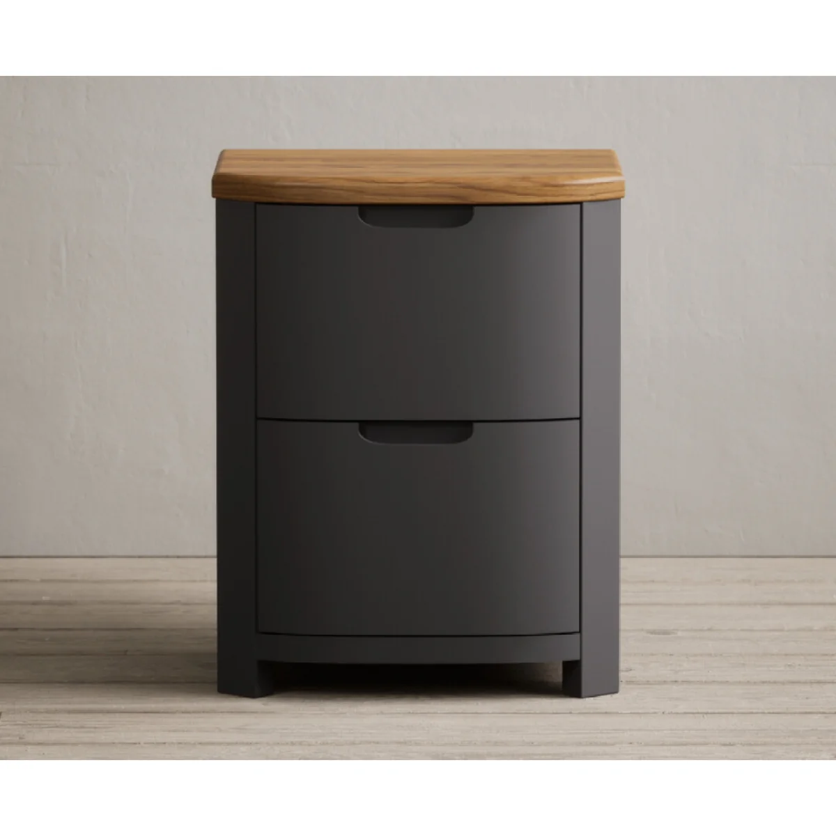 Bradwell Oak and Charcoal Painted 2 Drawer Bedside Chest – image 5
