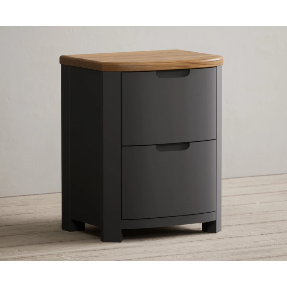 Bradwell Oak and Charcoal Painted 2 Drawer Bedside Chest – image 6