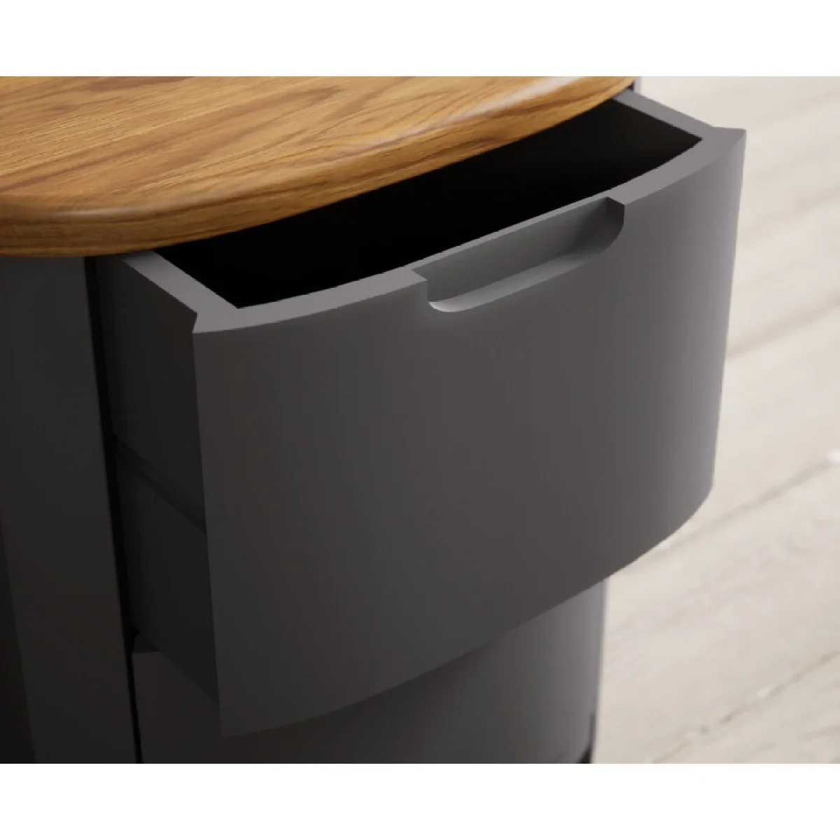 Bradwell Oak and Charcoal Painted 2 Drawer Bedside Chest – image 7