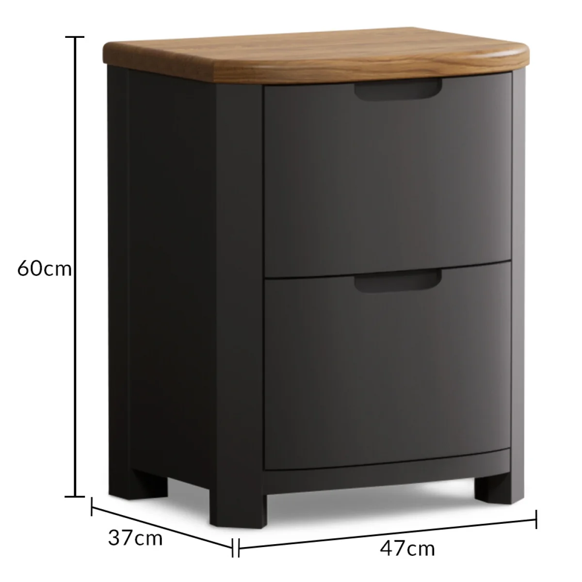 Bradwell Oak and Charcoal Painted 2 Drawer Bedside Chest – image 9