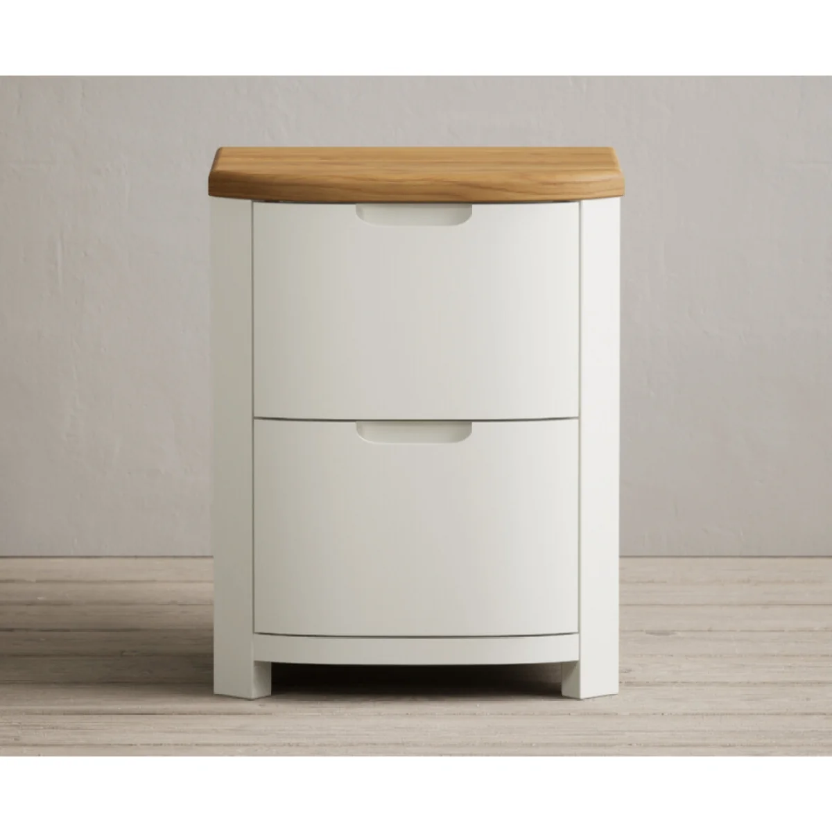 Bradwell Oak and Signal White Painted 2 Drawer Bedside Chest – image 4