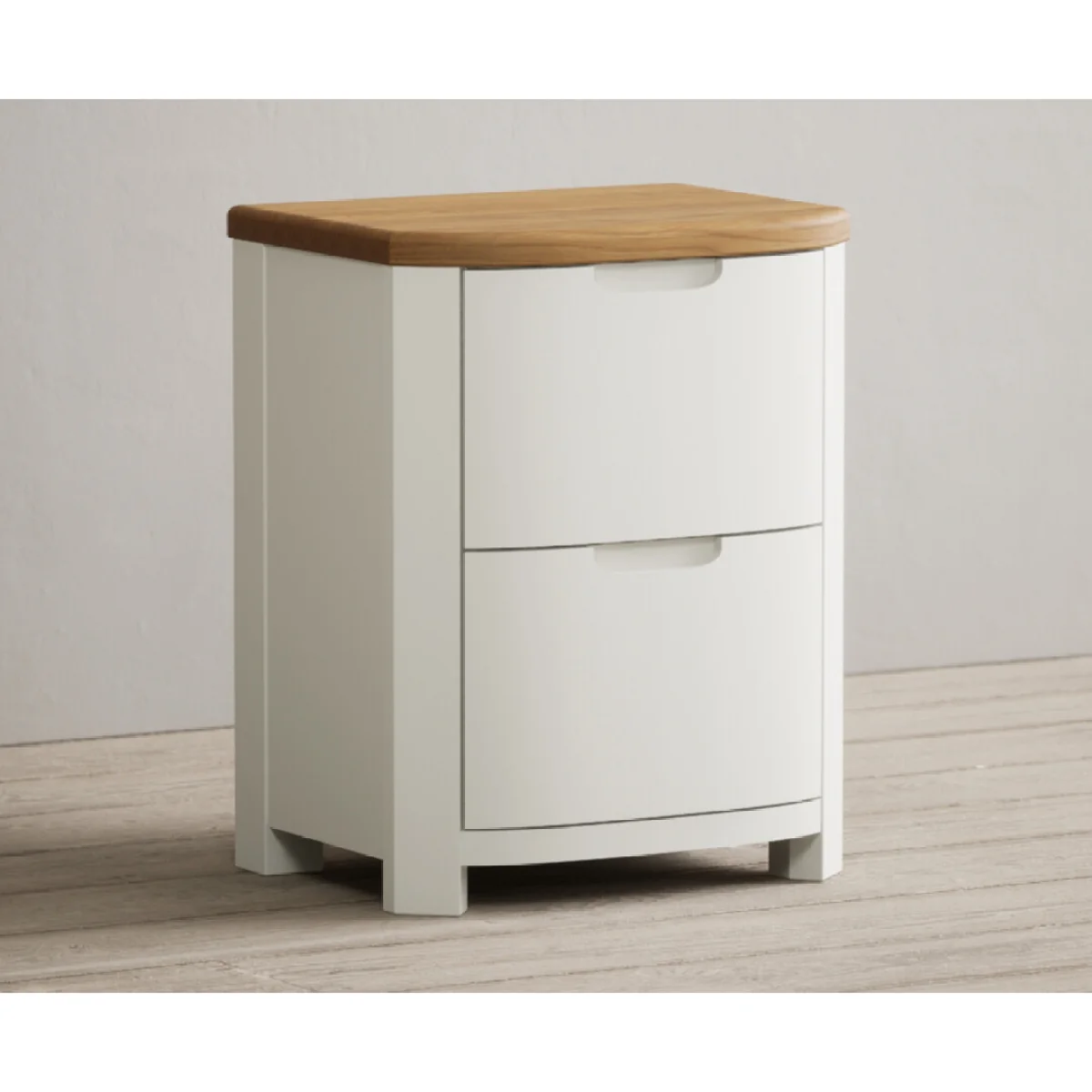 Bradwell Oak and Signal White Painted 2 Drawer Bedside Chest – image 5