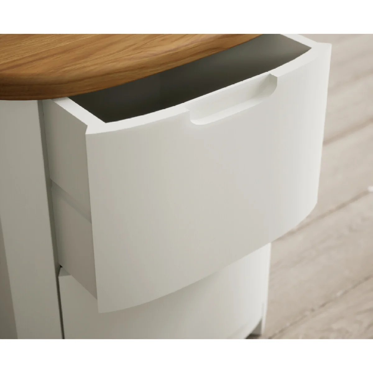 Bradwell Oak and Signal White Painted 2 Drawer Bedside Chest – image 6