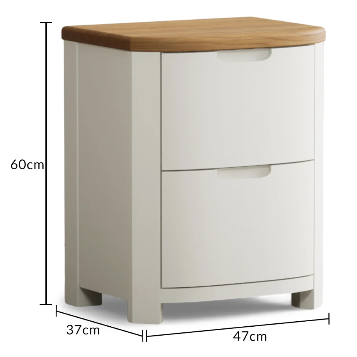 Bradwell Oak and Signal White Painted 2 Drawer Bedside Chest – image 7