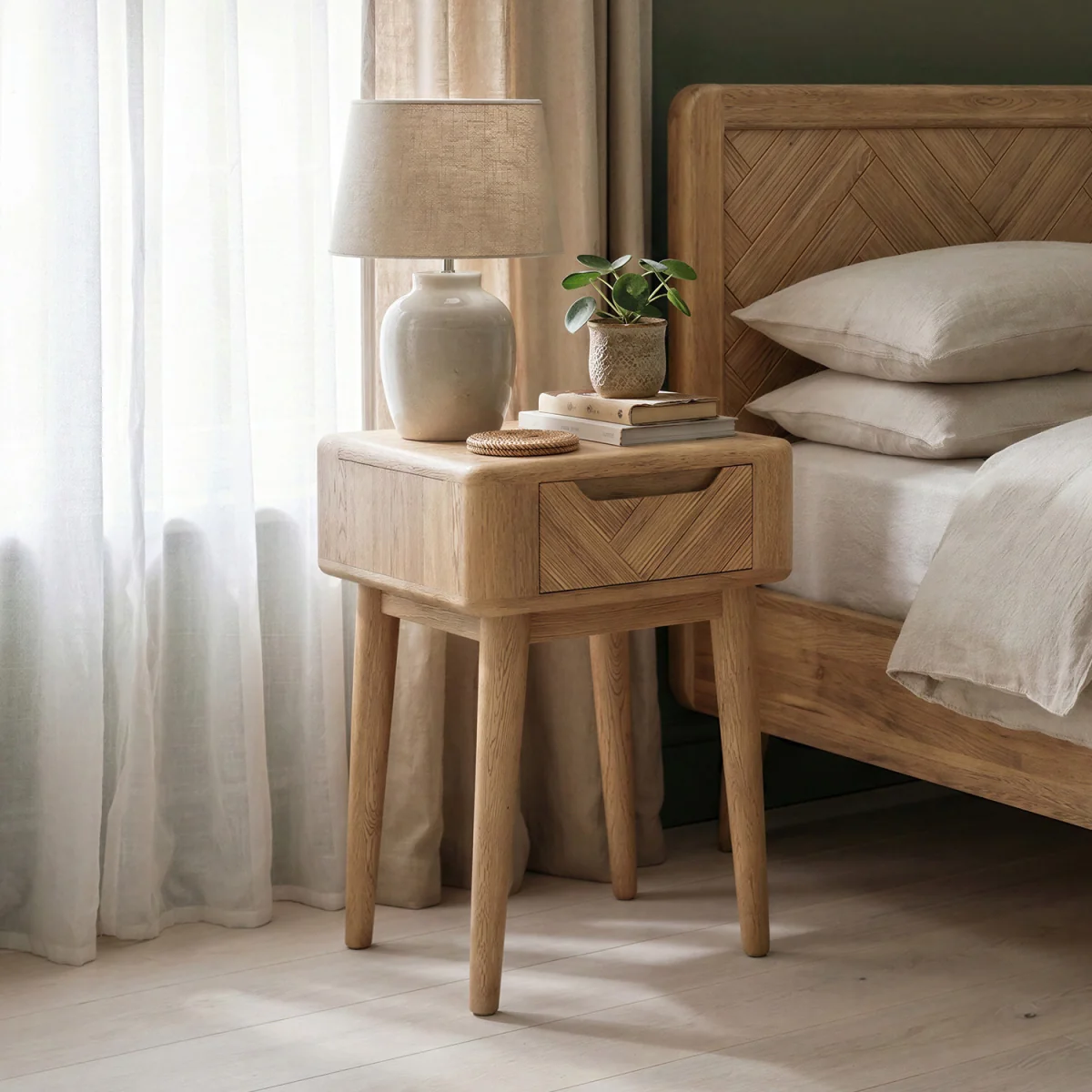 Parven Solid Oak Bedside Table / Lamp Table – image 2