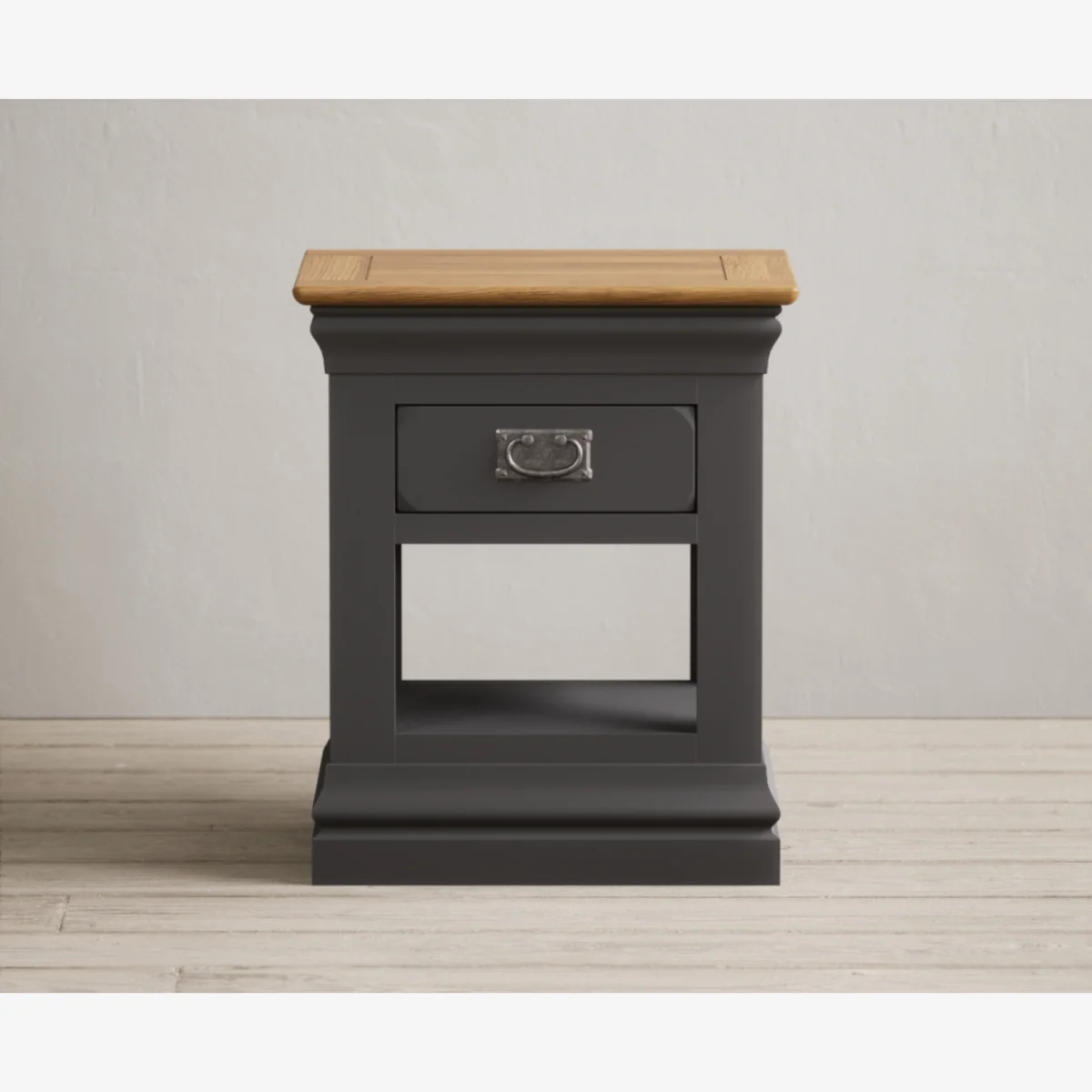 Charwood Oak and Charcoal Painted 1 Drawer Bedside Table