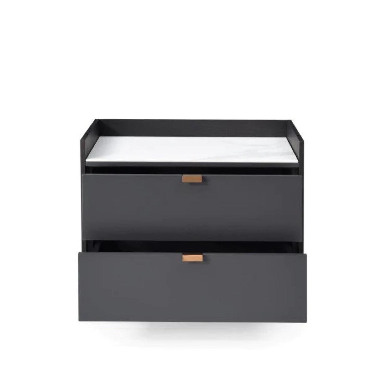 Tommy Franks Saviour Bedside Table in White Marble & Anthracite Grey Wash Oak – image 2