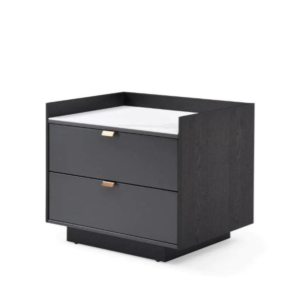Tommy Franks Saviour Bedside Table in White Marble & Anthracite Grey Wash Oak – image 3