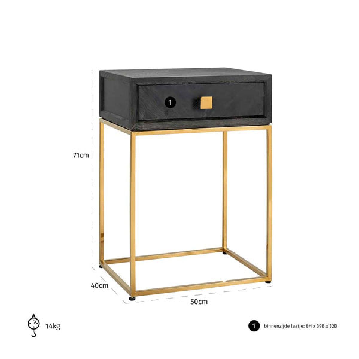 Richmond Blackbone 1 Drawer Gold Bedside Table – image 5