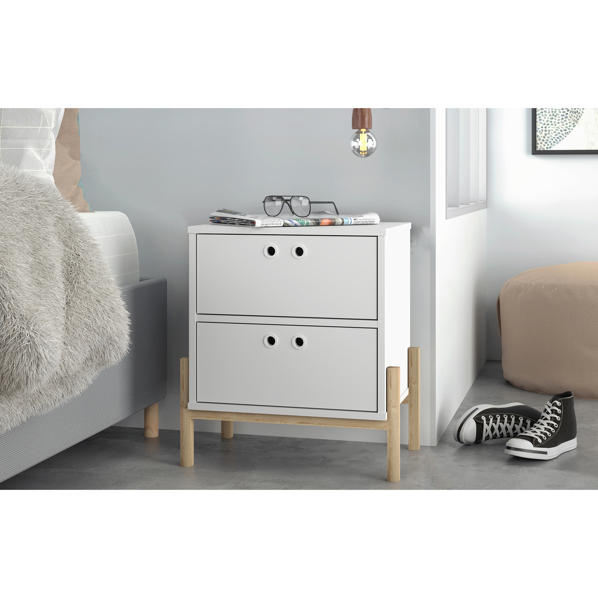 Phoenix White Bedside Table – image 2