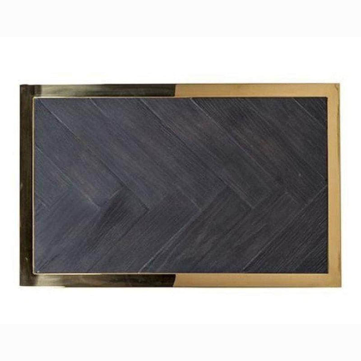 Black Oak Sofa End Table Gold Stainless Steel Frame 550 x 350 x 600 mm – image 3