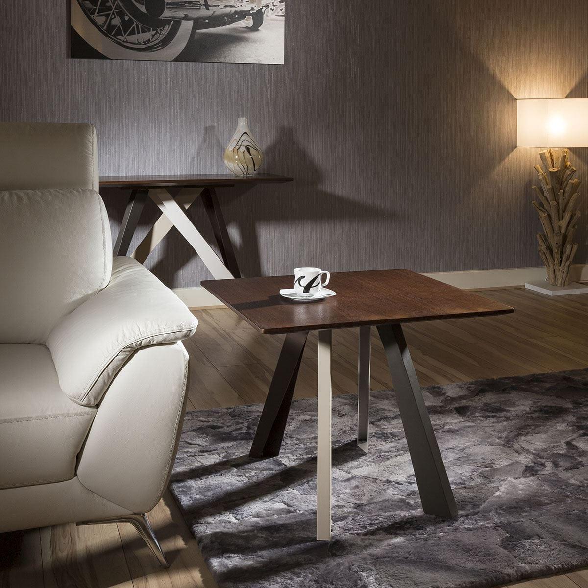 Large Modern Quatropi End Table Walnut.Multicoloured Steel legs Hc1450 – image 2
