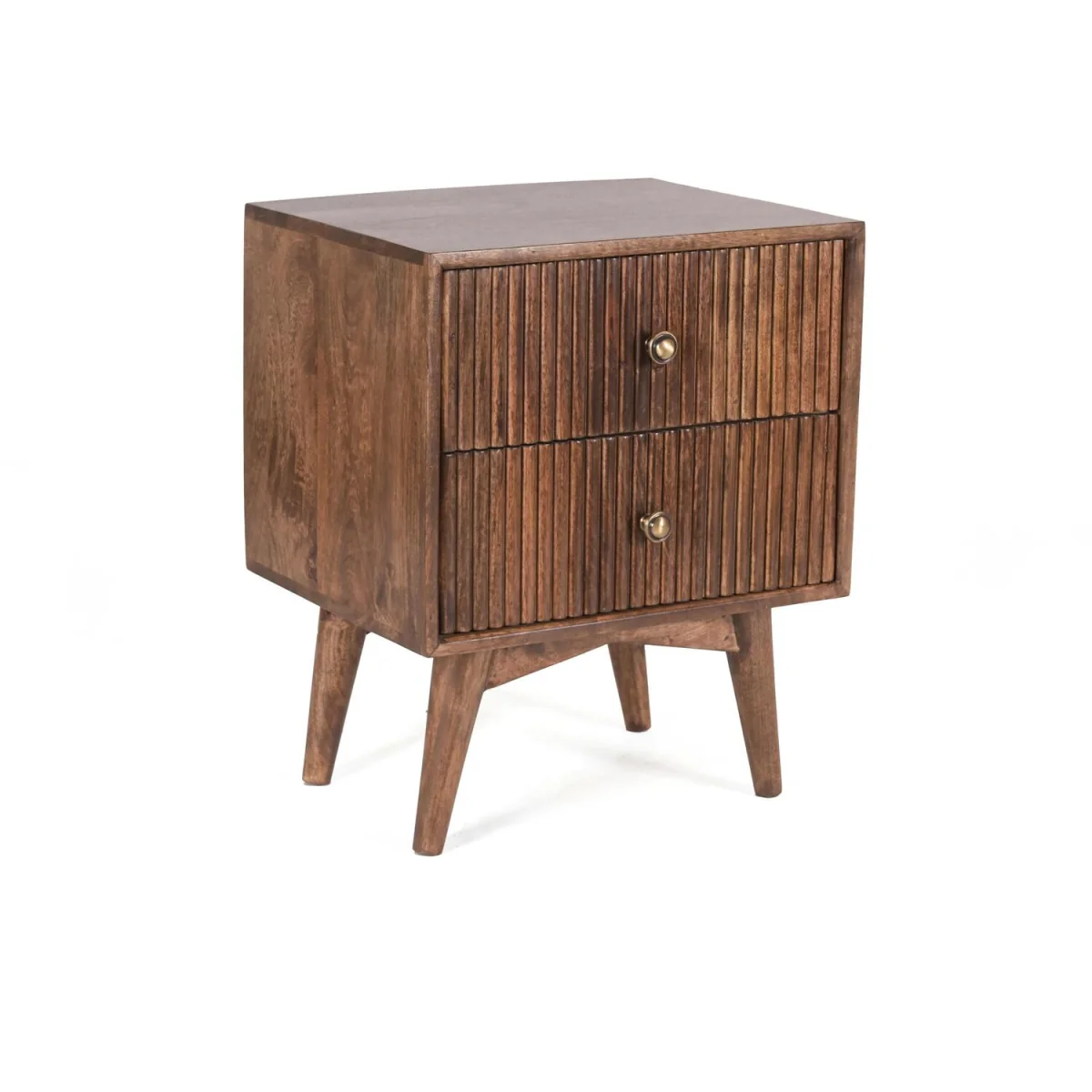 Solid Mango Wood Bedside Table with 2 Drawers - Dark Brown – image 3