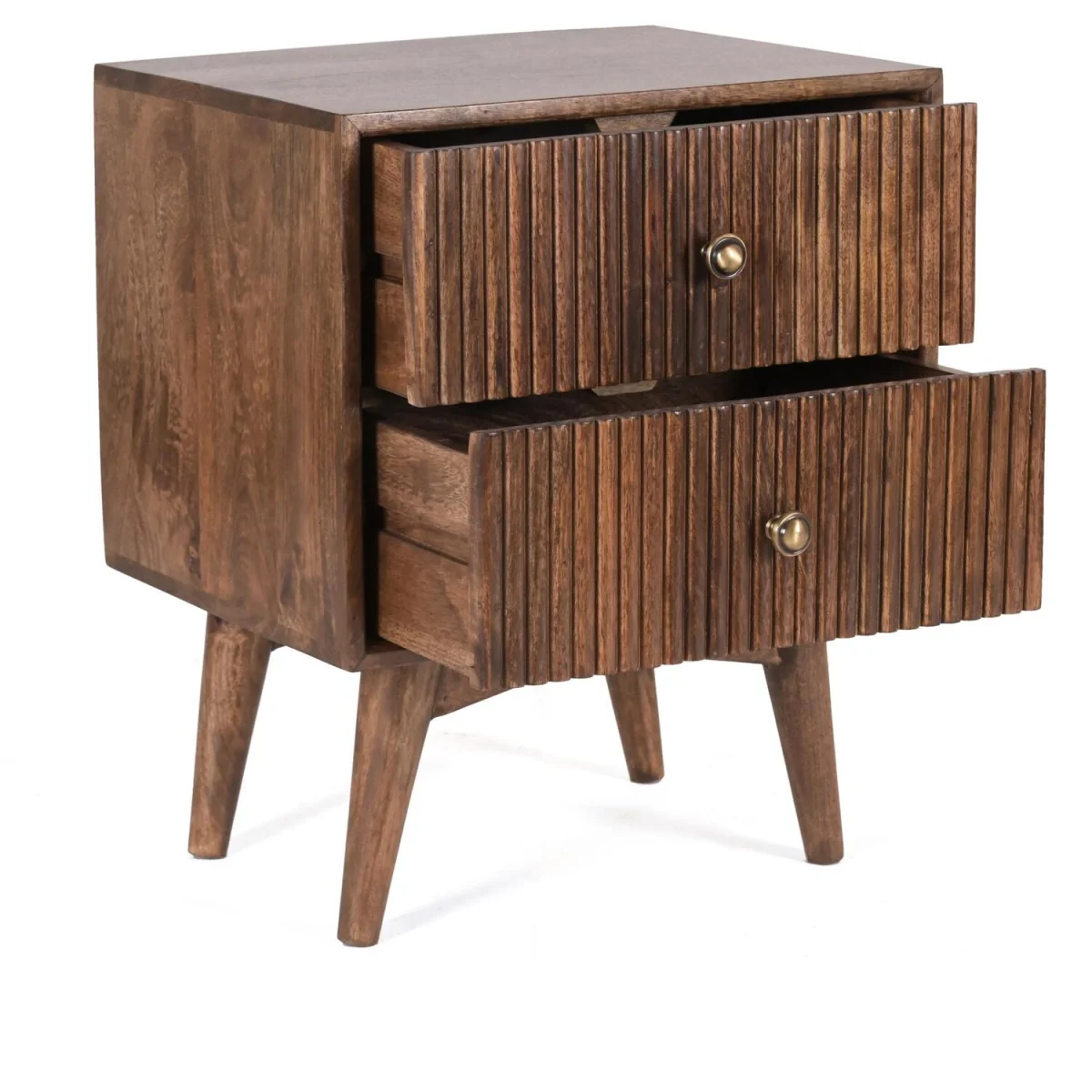 Solid Mango Wood Bedside Table with 2 Drawers - Dark Brown – image 5