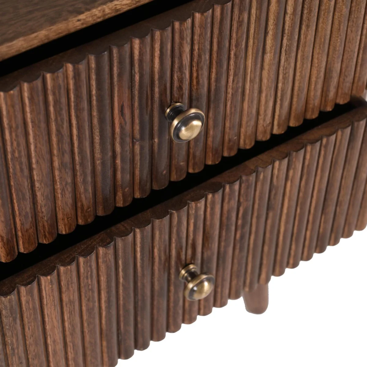 Solid Mango Wood Bedside Table with 2 Drawers - Dark Brown – image 7