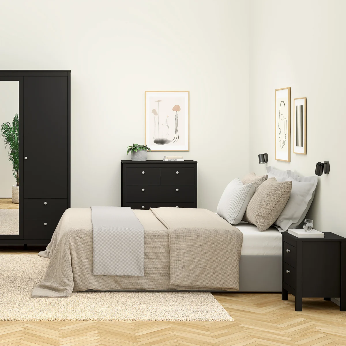 Madrid Bedside Table 2 Drawers in White - White – image 18