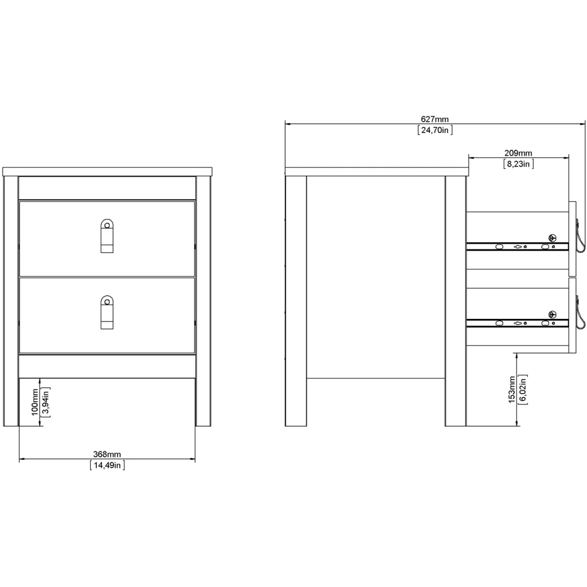 Madrid Bedside Table 2 Drawers in White - White – image 23