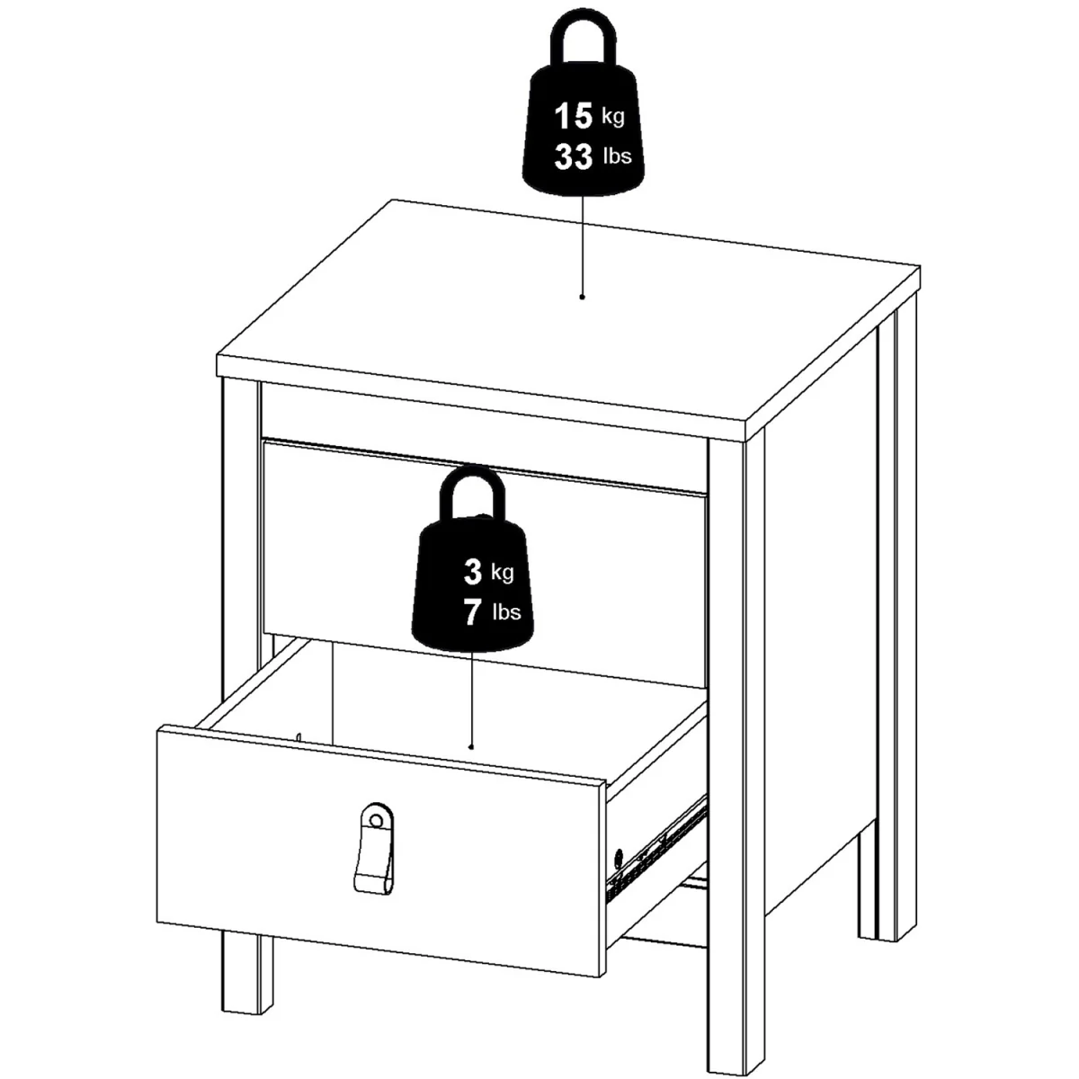 Madrid Bedside Table 2 Drawers in White - White – image 24