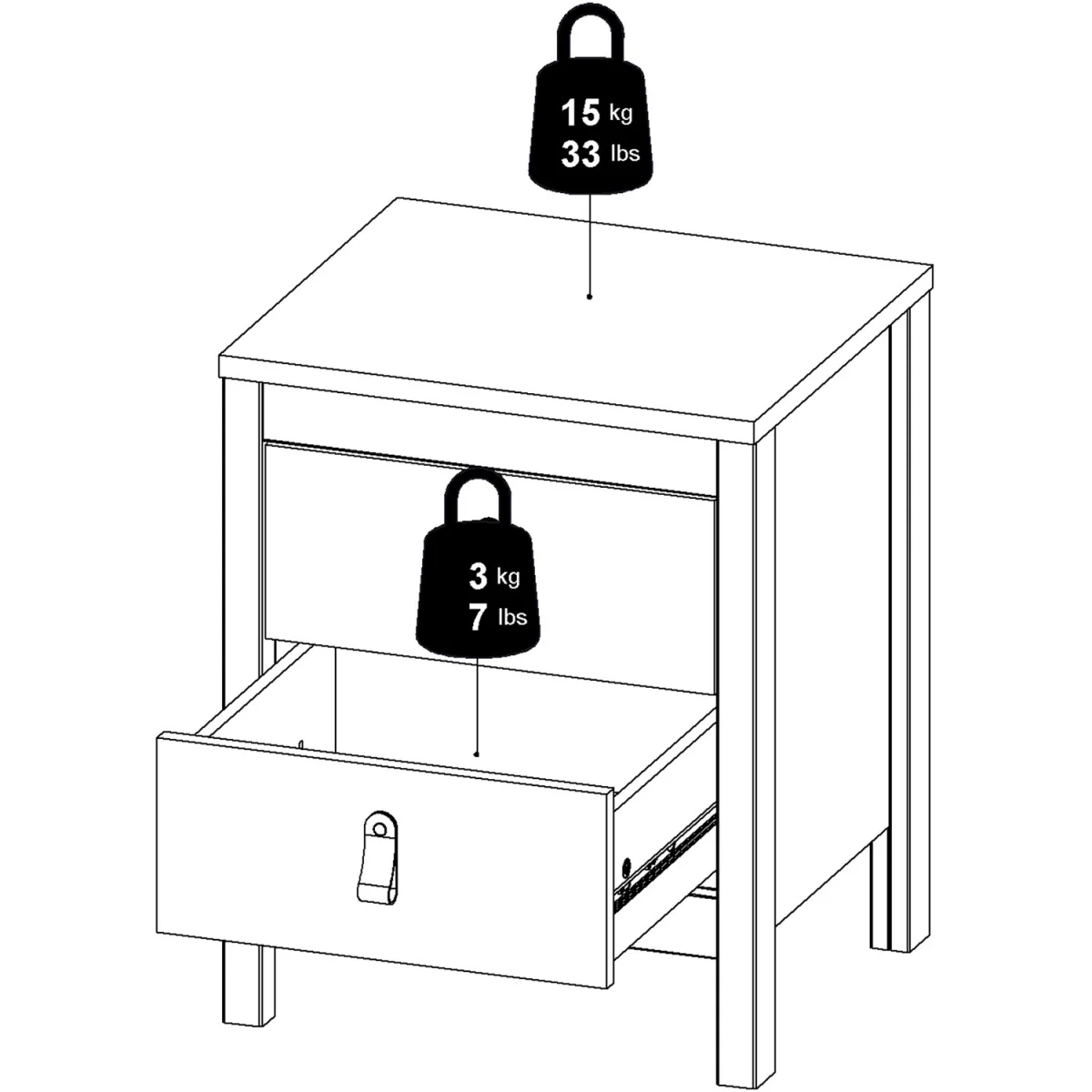 Madrid Bedside Table 2 Drawers in White - White – image 25