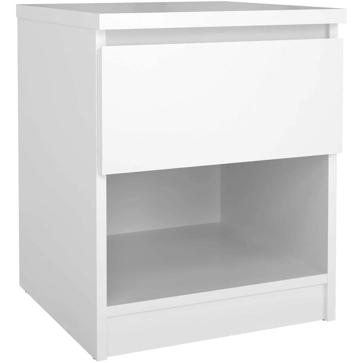 Budapest Bedside Table - High-Gloss White, 1 Drawer and 1 Shelf - White – image 2