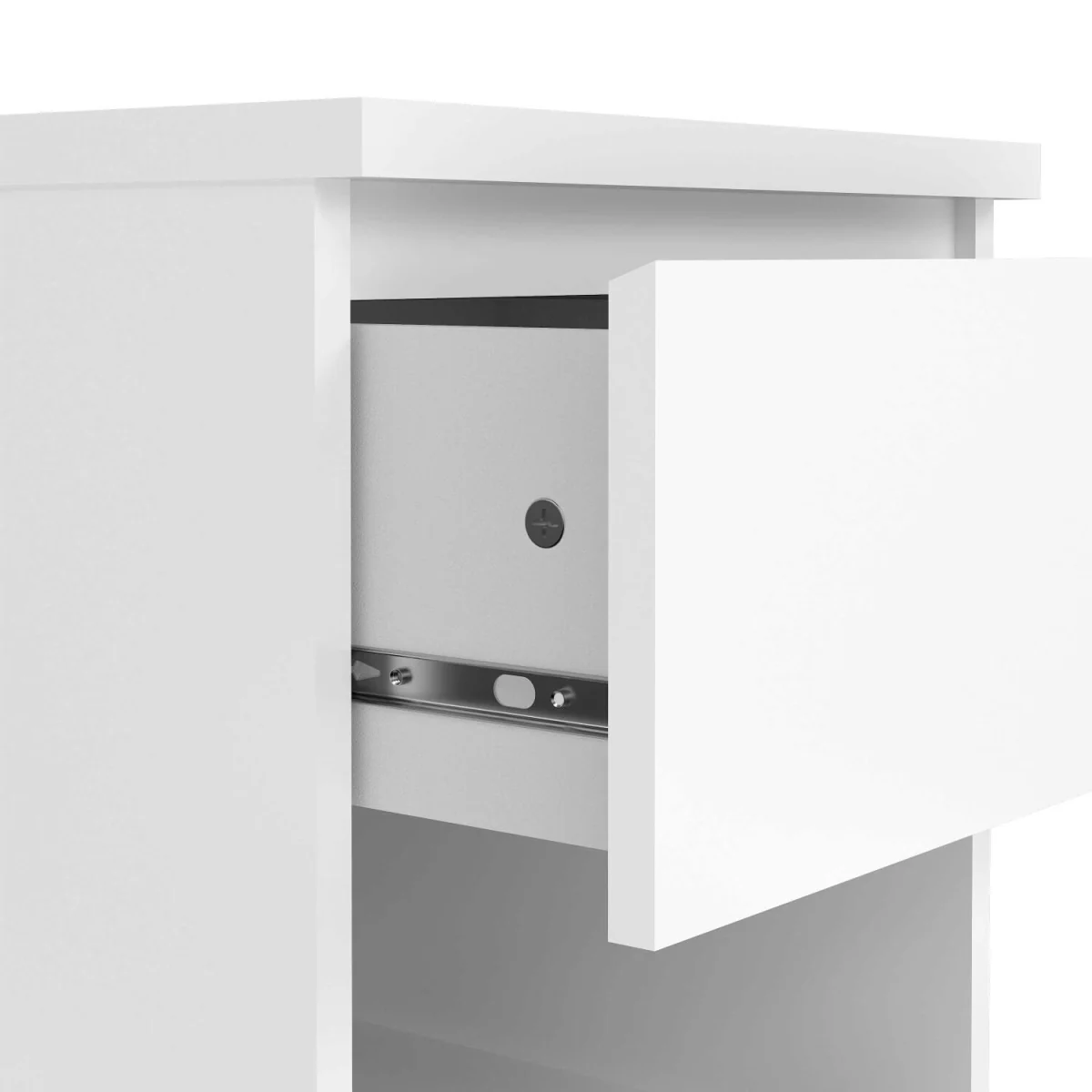 Budapest Bedside Table - High-Gloss White, 1 Drawer and 1 Shelf - White – image 7