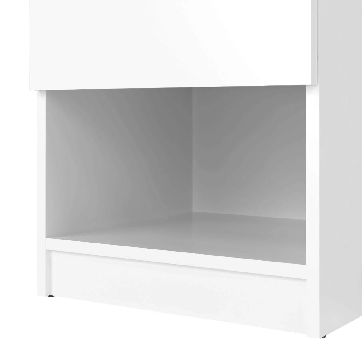 Budapest Bedside Table - High-Gloss White, 1 Drawer and 1 Shelf - White – image 8