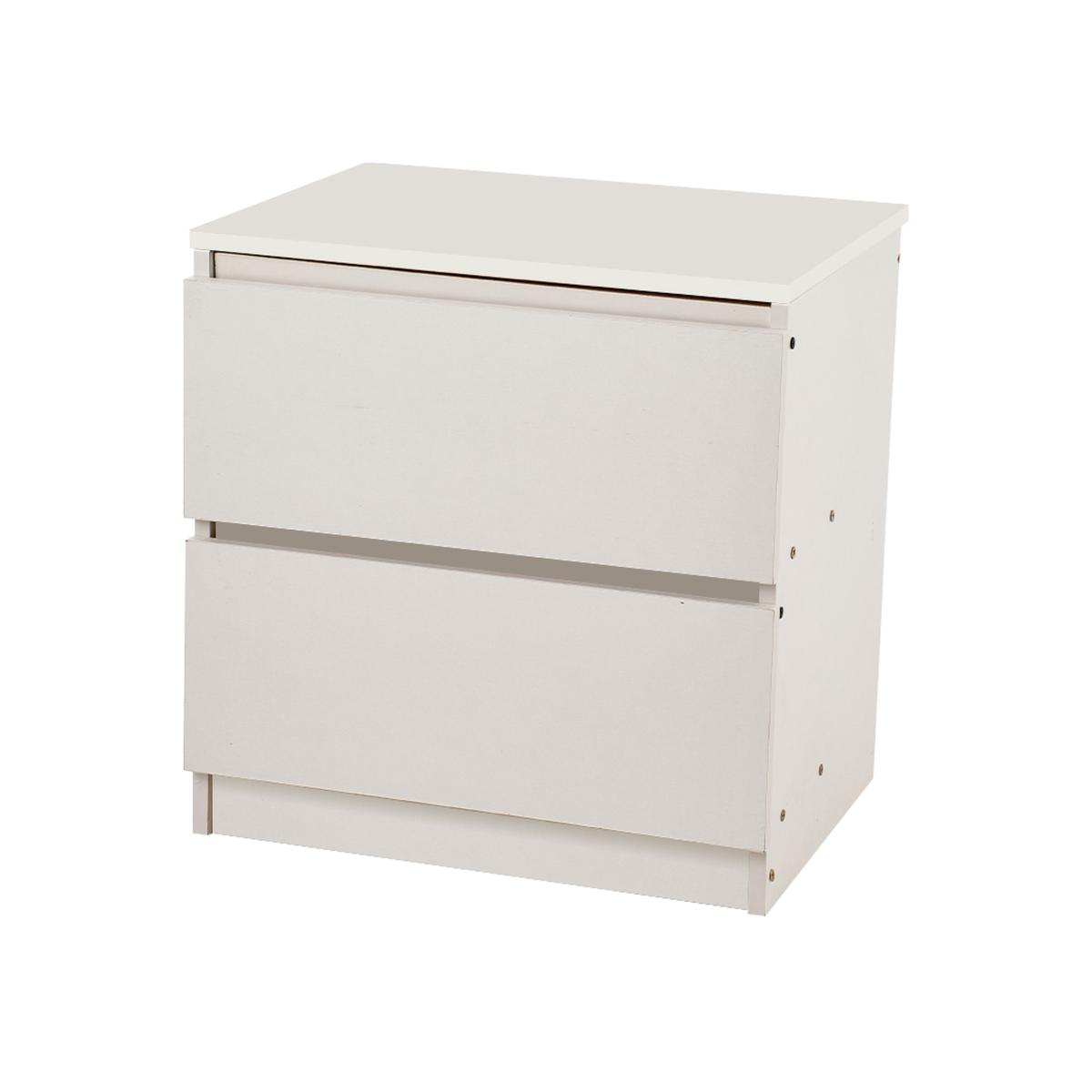 2-Drawer Wooden Nightstand Bedside Table - Warm White