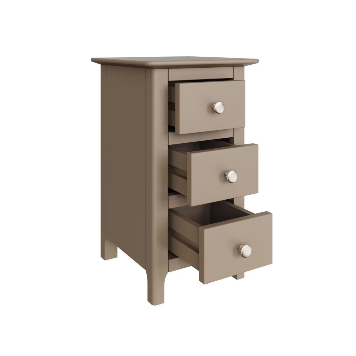 FWStyle White Putty Grey 3 Drawer Bedside Table Storage Unit Metal Handles - Putty – image 2